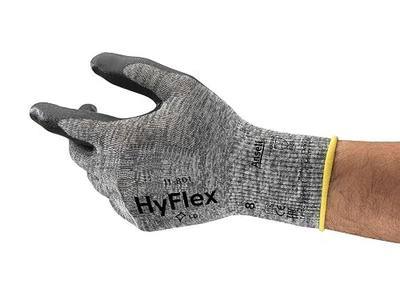 Ansell HyFlex 11-801 Nylon Glove, Black Foam Nitrile Coating, Knit Wrist Cuff, Medium, Size 8 (Pack of 12)