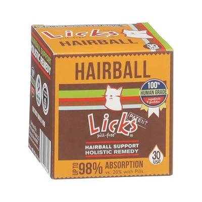 Licks Cat Hairball - Supports Hairball, Digestion & Skin Health for Cats - Cod Liver Oil, Psyllium, Flaxseed & Beeswax - Pill-Free Gel Packets - 30 Packets