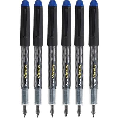 Pilot Varsity Disposable Fountain Pens, Blue Ink, Medium Point, Pack of 6