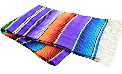 Del Mex Mexican Serape Blanket (Small, Purple)