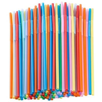 Bendy Disposable Plastic Drinking Straws 12.8" Long for 40oz Tumbler 100Pcs
