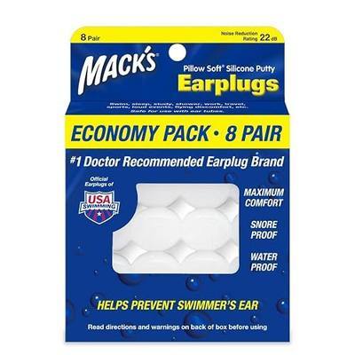 Mack's Pillow Soft Silicone Earplugs, 8 Pair - The Original Moldable Silicone Putty Ear Plugs for Sleeping, Snoring, Swimming, Travel, Concerts and Studying | Made in USA