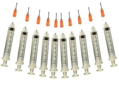 Creative Hobbies® Glue Applicator Syringe for Flatback Rhinestones & Hobby Crafts, 5 Ml with 15 Gauge Orange Precision Tip - Value Pack of 10