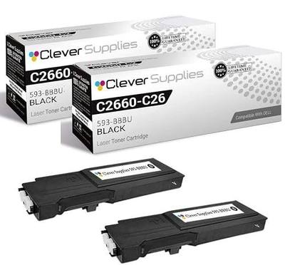 CS Replacement Toner Cartridge Compatible with Dell C2660 593-BBBU Black | C2665 C2665dnf C2660dn 6000 Each Page Yield 2 Set