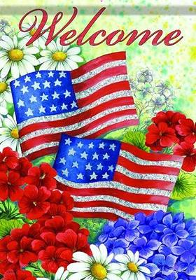 Carson Home Accents FlagTrends Classic Large Flag, American Flag and Flowers