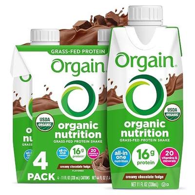 Orgain Organic Grass Fed Dairy 16g Protein Shake, Chocolate, 11oz, 4pk