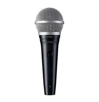 Shure PGA48 Dynamic Microphone - Handheld Mic for Vocals with Cardioid Pick-up Pattern, Discrete On/Off Switch, 3-pin XLR Connector, 15' XLR-to-QTR Cable, Stand Adapter and Zipper Pouch (PGA48-QTR)