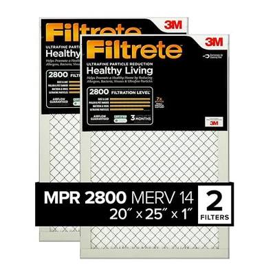 Filtrete 20x25x1 Air Filter MERV 14, MPR 2800 Healthy Living Ultrafine Particle 2-Pack, AC Furnace HVAC Filters for Home, 3-Month Pleated Electrostatic (Actual Size 19.69 x 24.69 x 0.81 in)