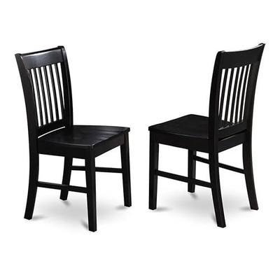 East West Furniture NFC-BLK-W Norfolk Dining Chairs - Slat Back Wood Seat Kitchen Chairs, Set of 2, Black