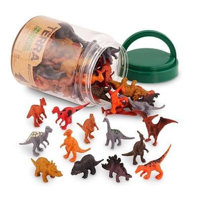Terra by Battat Dinosaur Figures Tube, 60 Mini Plastic Dino Animals, Tubes | 60-piece mini dinosaur figures in a portable tube with 12 assorted dinosaur styles for play, collecting, crafts, 3+ Years