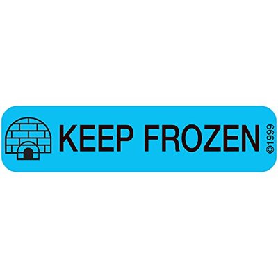 1-707 Permanent Paper Label, "Keep Frozen", 1 9/16" x 3/8", Blue (500 per Roll, 2 Rolls per Box)