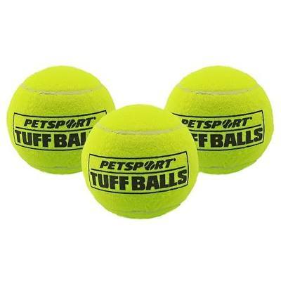 PetSport Giant Tuff Balls for Large Dogs, 4" Tennis Balls (3 Pack) - Extra Thick Natural Rubber, Non-Abrasive Felt, Non-Toxic, Durable Dog Fetch Toy for Aggressive Chewers, Won't Stain or Wear Teeth