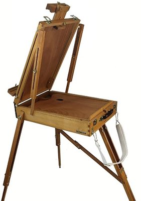 Artist Quality French Easel - Portable Art Easel with Storage Sketch Box, French Style Adjustable Painting Easel with Wooden Pallete & Shoulder Strap for Painting and Drawing