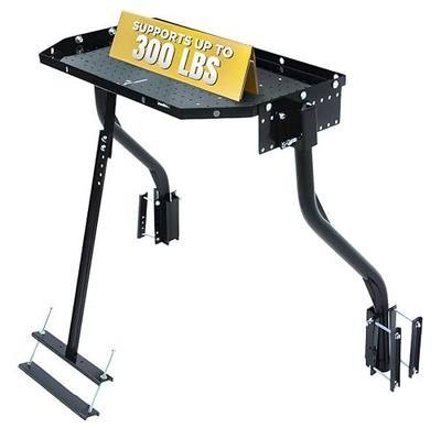 Stromberg Carlson CC-255 Trailer Tray – A-Frame Mounted Tray, RV Generator Mount, Trailer Cargo Carrier, Travel Storage Solutions, Front Mount Cargo Carrier & Rack – Black | Holds up to 300 lb, adjustable curved legs fit nearly all A-frame trailers, hauls toolboxes, bikes and outdoor gear