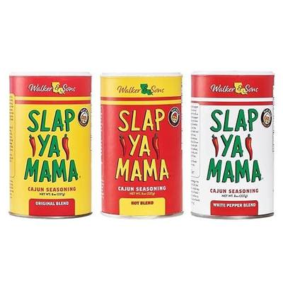Slap Ya Mama Cajun Seasoning Variety Pack - 8 oz Cans, Original, Hot & White Pepper Blends, All Natural, No MSG, Kosher - Authentic Louisiana Spices
