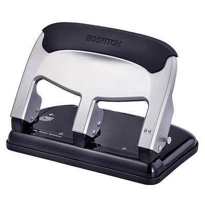 Bostitch Office EZ Squeeze Heavy Duty 3-Hole Punch for Home Office & School, 40-Sheet Capacity, One-Touch Reduced Force, Sleek Silver Design
