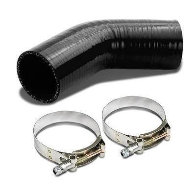 Auto Dynasty 2 inches to 2 inches 45 Degree Elbow 4-Ply Turbo/Intake/Intercooler Piping Silicone Coupler Hose+T-Clamp (Black)