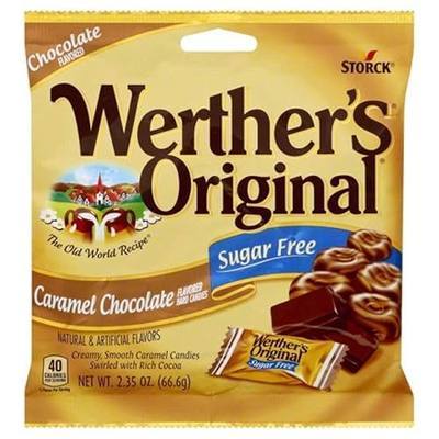 Werther's Original Sugar Free Caramel Chocolate Hard Candies - Individually Wrapped Hard Candies for Halloween, Parties, or Snacks - 2.35 oz Bags (Pack of 2)