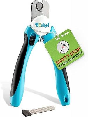 Large Dog Nail Clippers with Safety Guard to Avoid Over-Cutting Nails and Free Nail File, Razor Sharp Blades, Professional at Home Grooming