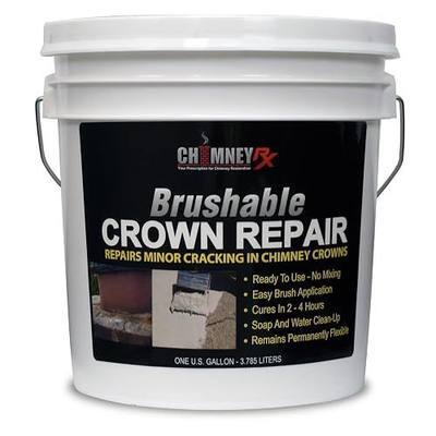 ChimneyRx 300014 Brushable Chimney Crown Repair – Elastomeric & Waterproof Coating for Crowns & Masonry - Fast-Setting & Long-Lasting Protection Crack & Leak Prevention - 1 Gallon