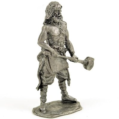 Viking Berserker IX-X Century. Metal Sculpture. Collection 54mm (Scale 1/32) Miniature Figurine. Tin Toy Soldiers