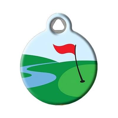 Golf Personalized Pet ID Tag for Dogs and Cats, Silent Polymer Coated Stainless Steel Nametag with Customized Identification Information, Large 1.25" Diameter