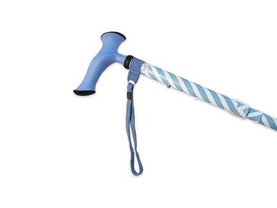 Adjustable Folding Walking Cane with Comfortable Grip, Wrist Strap, and Carrying Case - Travel Friendly! (Baby Blue Candy Cane)