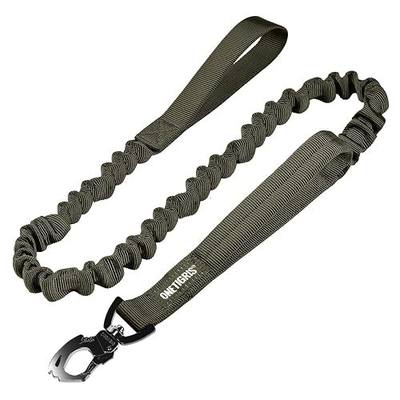 OneTigris Tactical Dog Training Bungee Leash with 2 Control Handle Quick Release Nylon Leads Rope(Ranger Green)
