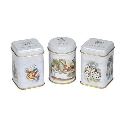 Alice in Wonderland 3x Mini Tea Tins with Assorted English Loose Leaf Tea | English Breakfast Tea + Earl Grey Blends, Black Tea, Gifts for Tea Lovers