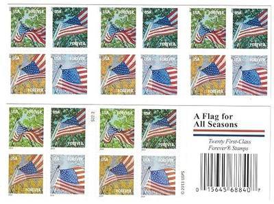 USPS Forever Stamps a flag for all seasons, self-adhesive booklet of 20 first-class postage stamps, collectible 2013 issue, rectangular