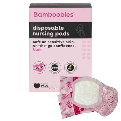 Bamboobies Nursing Pads for Breastfeeding, 60 Count, Disposable Breast Pads for Sensitive Skin, Super-Absorbent Milk Proof Pads, Perfect Baby Shower Gifts