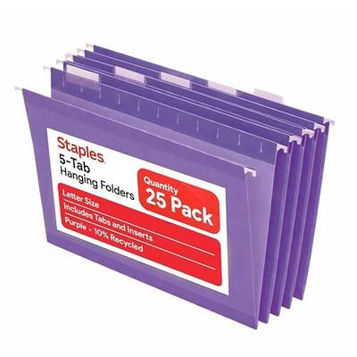 Staples Hanging File Folders, Letter, 1/5-Cut Tab, Letter Size, Purple, 25/Box (ST419200-CC)