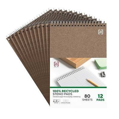 Staples TRU RED Steno Notepads, 6" x 9", Gregg Ruled, 80 Sheets, Top Wirebound, 12-Pack