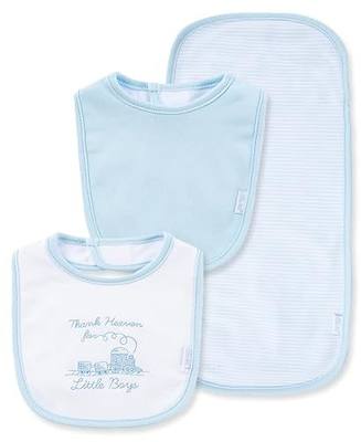 Little Me Clothes for Baby Boys’ and Girls’ 2 Bibs and 1 Burp Cloth Set, Soft Cotton Feeding Essentials with Velcro Closures