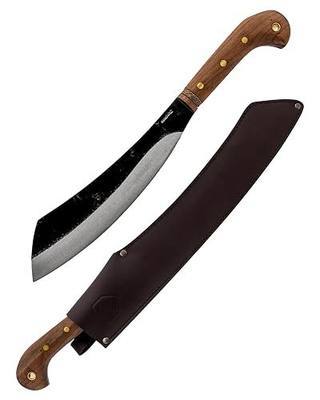 Condor Tool & Knife Mini Duku Heavy Duty Machete with Sheath, Walnut Handle - Hand Crafted Welted Leather Sheath - Camping Machete Knife - 10.5in Blade - 18.5oz