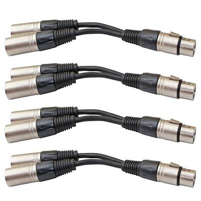 4 Pack of 3 pin XLR Y Cable mic Splitter Microphone Audio Cords Black