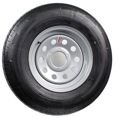 eCustomrim Radial Trailer Tire Rim Assembly T235/80R16 16 Inch Load Range E | 10 Ply Tire With Curb Guard, 6 Lug On 5.5 Inch Center Silver Grey Utility Trailer Wheel - 6 Year Warranty With Roadside