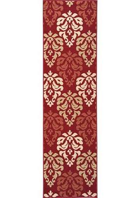 Ottohome Collection Red Contemporary Damask Design Runner Rug (1'10"X7'0") with Non-Skid (Non-Slip) Rubber Backing…