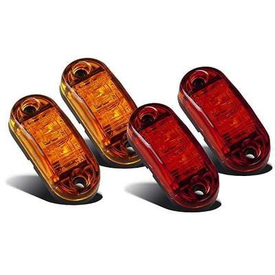 Partsam Amber Red 2.5" 2 Diode Oval LED Trailer Truck Clearance Light Side Marker Light 4PCS, Surface Mount Little Boat Marine Led Lights RV Camper Accessories (2 Amber+2 Red)