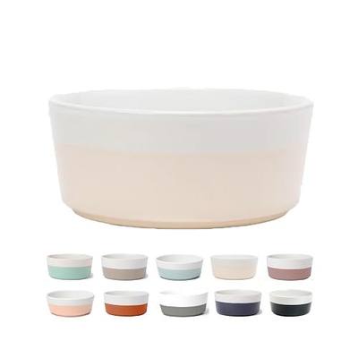 Waggo Dipper Ceramic Dog Bowl for Small and Large Breeds - Heavyweight and Durable Pet Food and Water Dish Crock, Dishwasher Safe, Modern (Small, Buttercream)