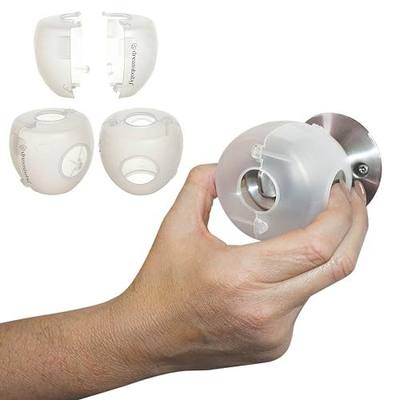 Dreambaby EZY-Fit Door Knob Child Proof Safety Covers - Fits Most Standard Doorknobs - Suitable for Push & Twist Locks - White - 3 Pack - Model L908