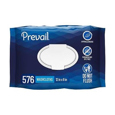 Prevail Soft Pack Adult Washcloths - Unisex Adult Incontinence Wipes - Disposable Adult Wipes for Men & Women - 12"x 8", 576 Count (12 Packs of 48) | Unisex Adult Incontinence Wipes