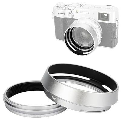 JJC Metal Lens Hood Shade Protector with 49mm Filter Adapter Ring for Fujifilm Fuji X100VI X100V X100F X100T X100S X100 X70 Replaces Fujifilm LH-X100 Lens Hood & AR-X100 Filter Adapter Ring/Silver