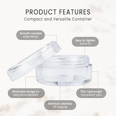 (Quantity: 25 Pieces) Beauticom 5G/5ML Round Clear Jars with Screw Cap Lids for Lotion, Creams, Toners, Lip Balms, Makeup Samples