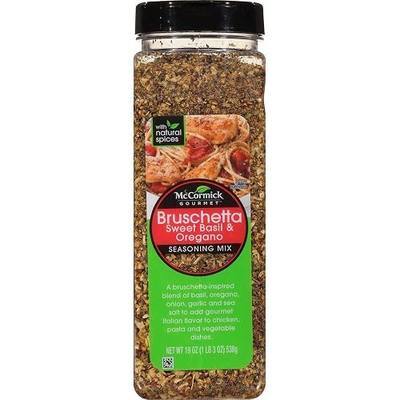 McCormick Gourmet Bruschetta seasoning mix, sweet basil & oregano, 19-oz., plastic shaker