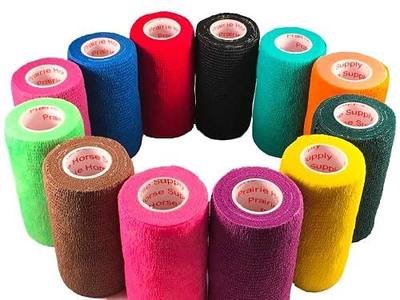 3 Inch Vet Wrap Tape Bulk (Assorted Colors) (Pack of 12) Self Adhesive Adherent Adhering Flex Bandage Grip Roll for Dog Cat Pet Horse