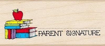 Hero Arts D323 Parent Signature with Apple Woodblock Stamp