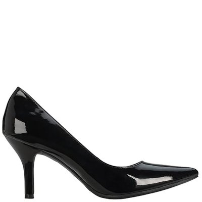 Comfort Plus Women's Black Patent Janine Pointy Toe Pump 6 Wide