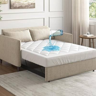 Sleep Philosophy Waterproof Sofa Bed Queen Size Mattress Protector, 60 x 72 | Holden White Mattress Pad, Diamond Quilting, OEKO TEX, 3M Scotchgard Treatment, Fitted Elastic Pocket Fits Up to 8 Inch