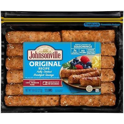 Johnsonville Fully Cooked Pork Breakfast Sausage Links, 9.6oz (12 count), Refrigerated
